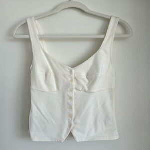 Reformation cream white button tank